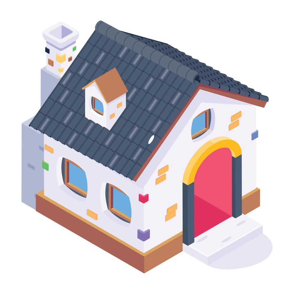 A trendy isometric icon of cottage vector