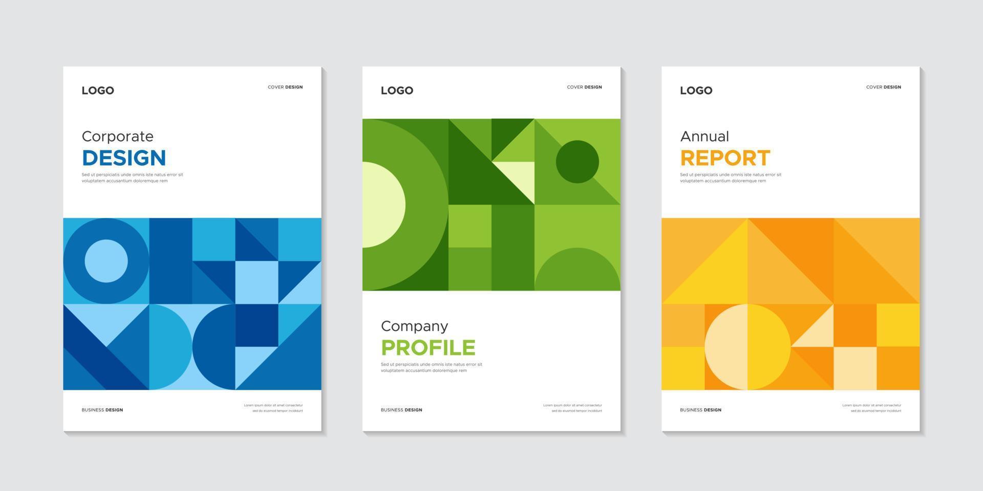 Modern geometric corporate business cover and flyer design set vector