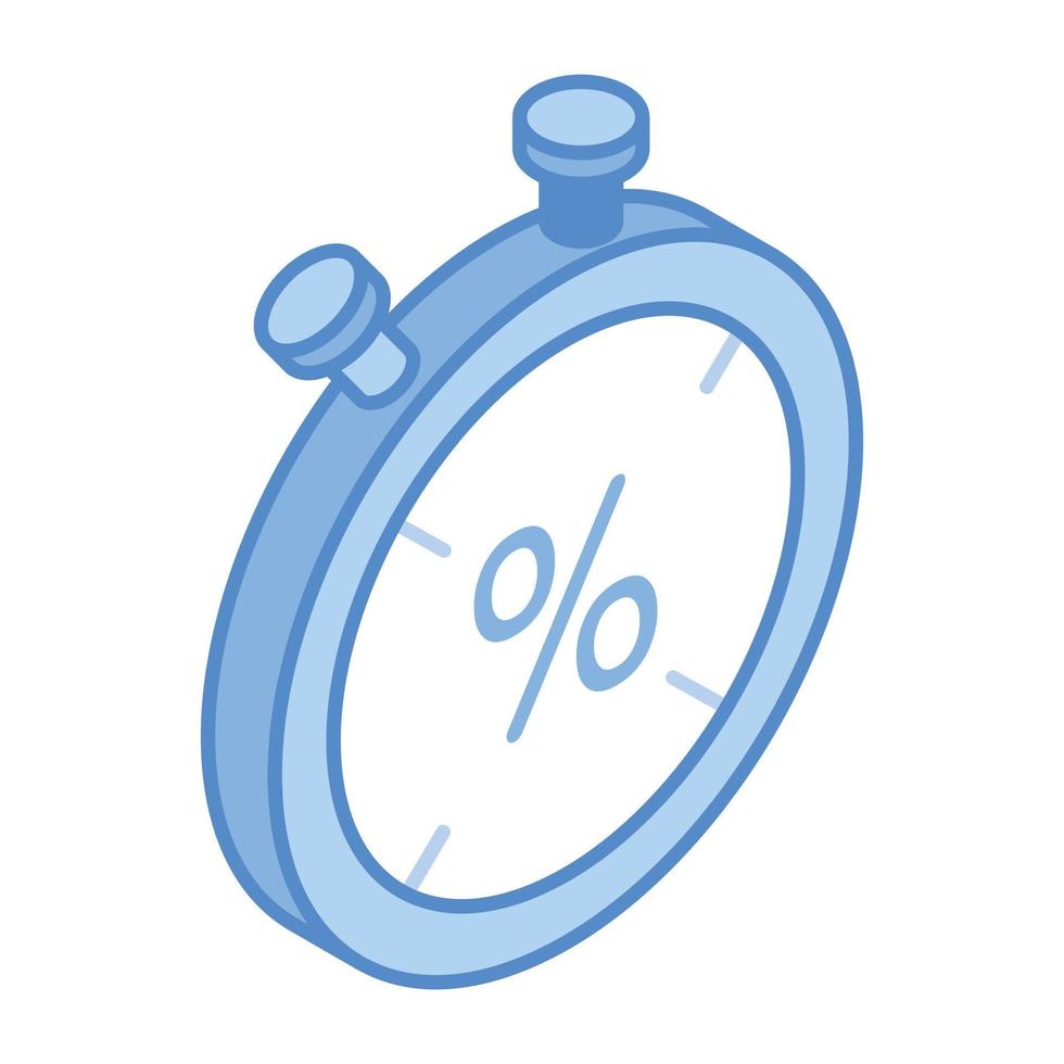 Timer and percentage showing the concept of limited offer isometric icon vector