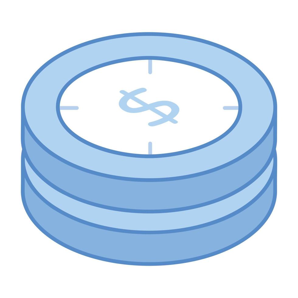 un ícono isométrico de la pila de monedas está disponible para uso premium vector