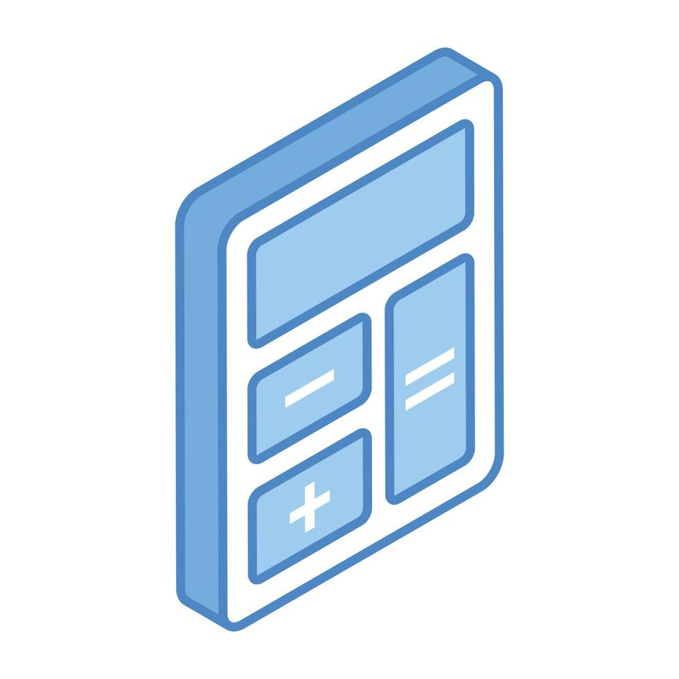 Calculation device, an isometric icon of calculator vector