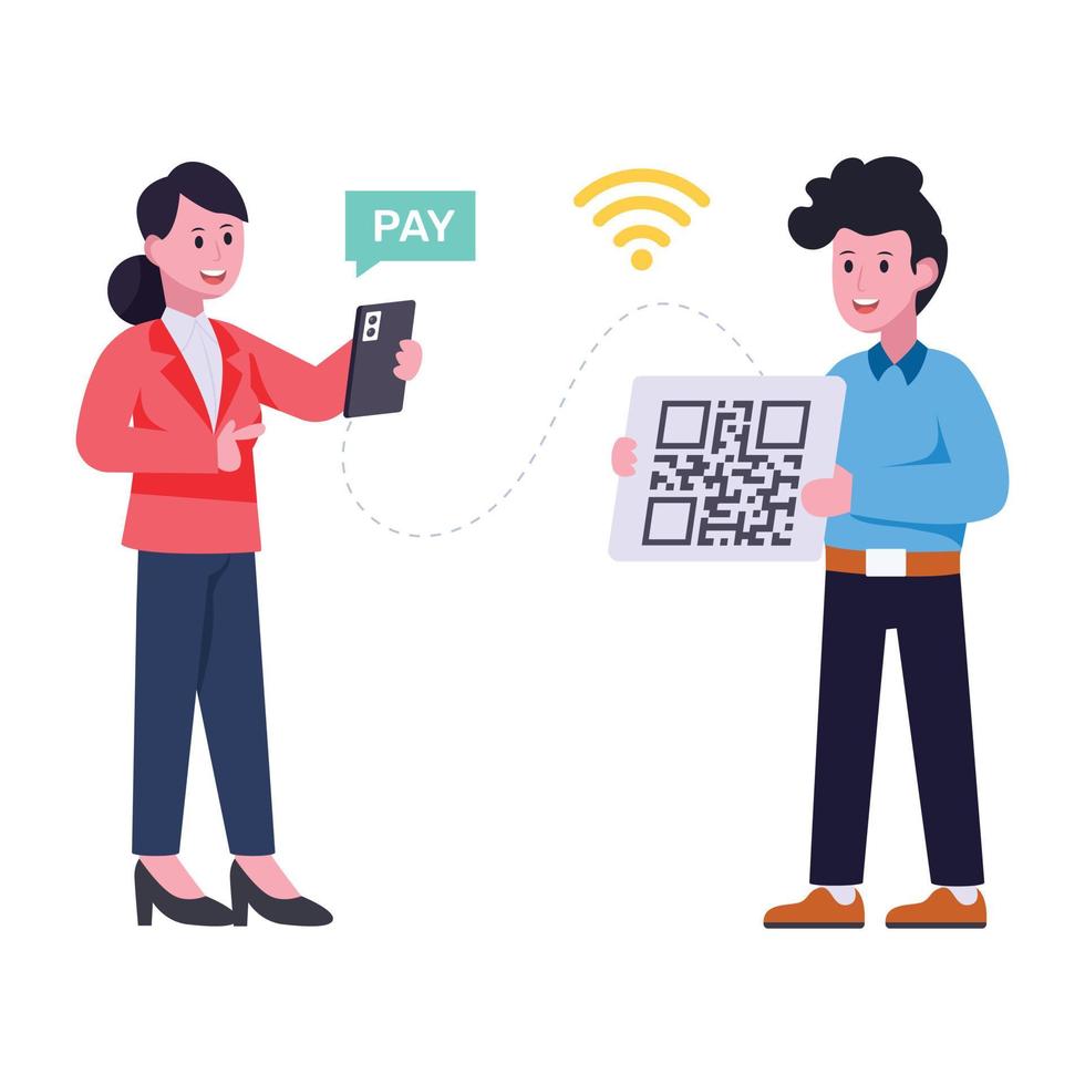 Smart technology, flat illustration of qr payment vector