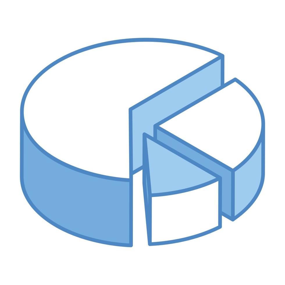 Descriptive data, an isometric icon of pie chart vector