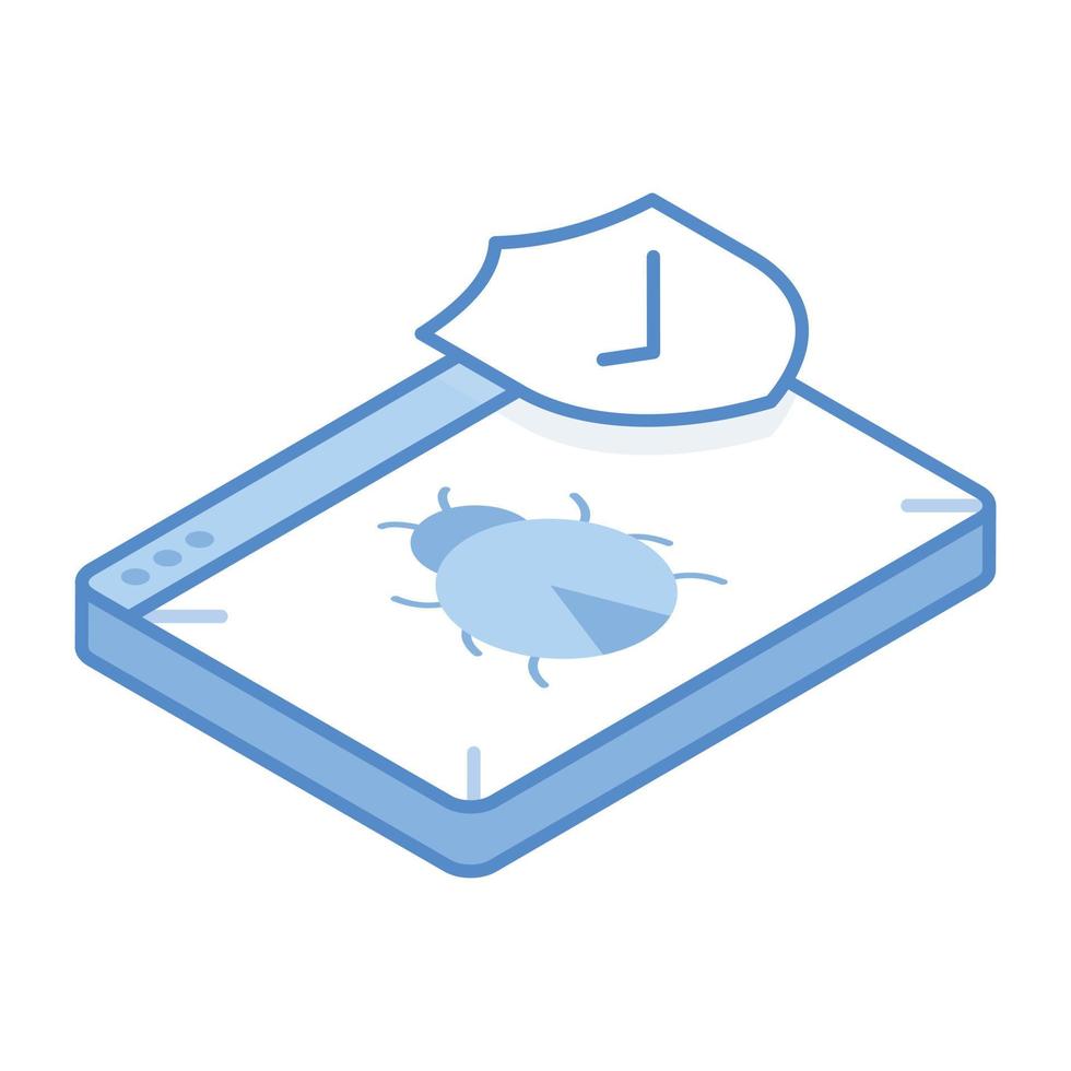 Virus verification, an isometric icon of website antivirus vector