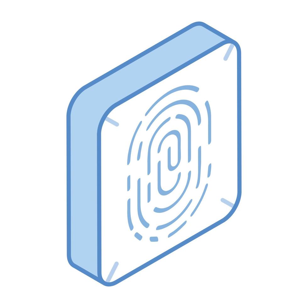 Identity scanning, an isometric icon of biometric vector