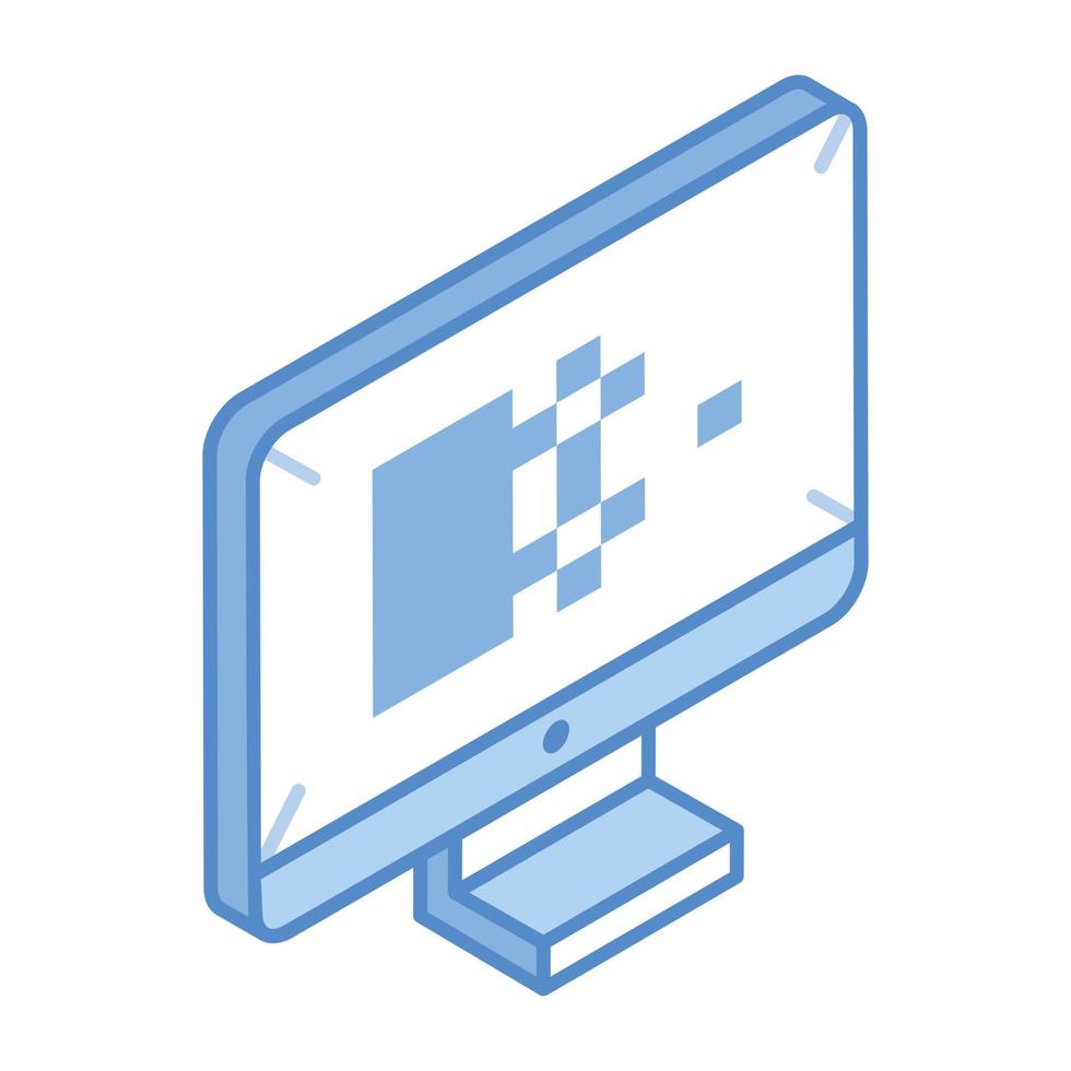 An isometric icon of computer is up for premium sue vector