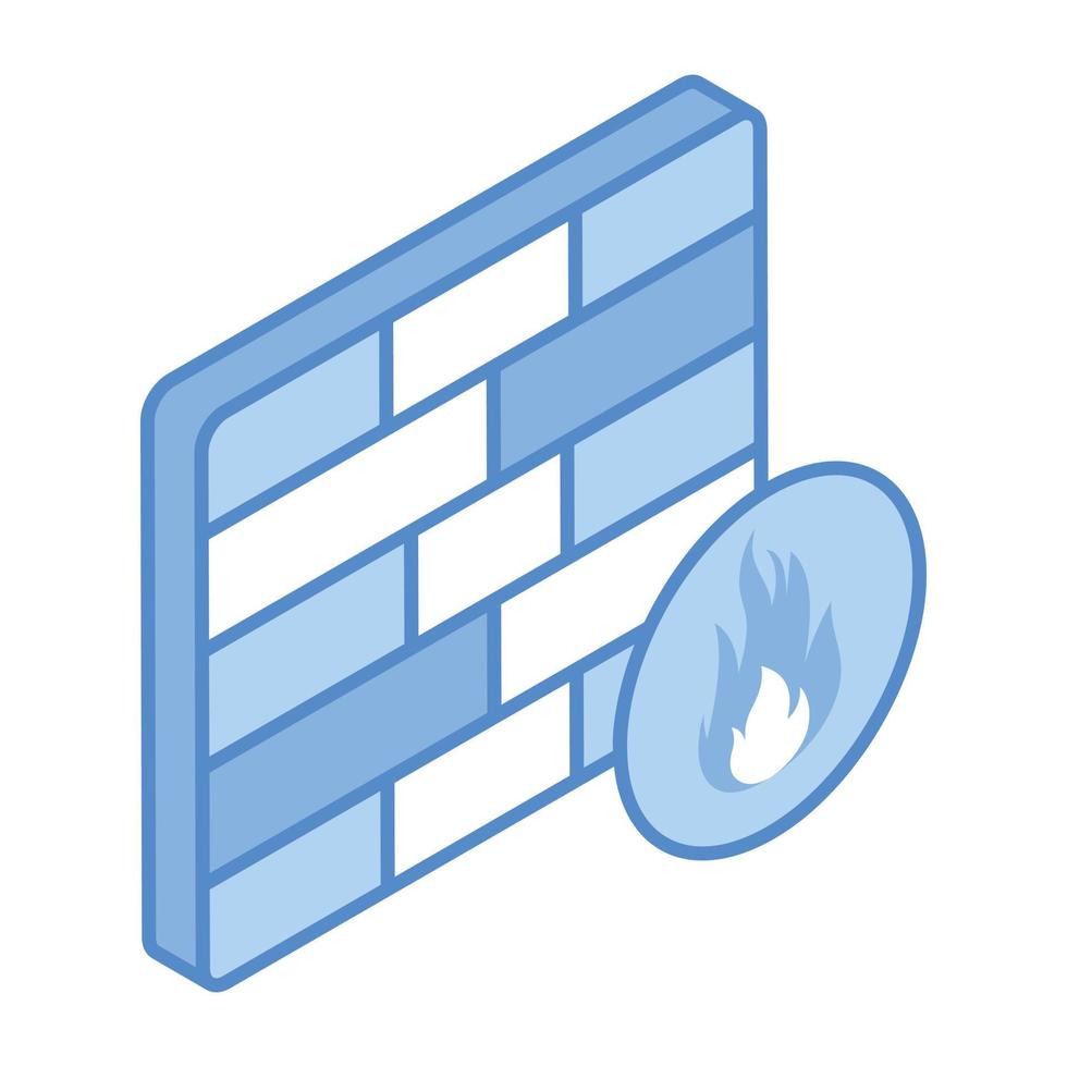 Data protection, isometric icon of firewall vector