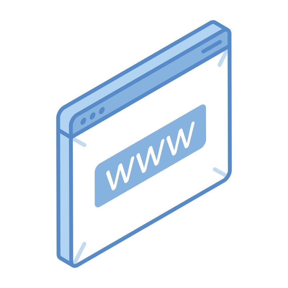 An isometric icon of web address is up for premium use vector