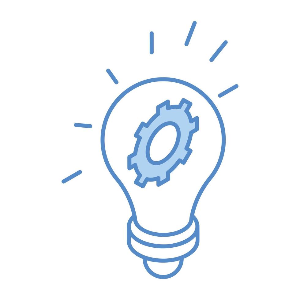 Cogwheel with light bulb, an isometric icon of creative management vector