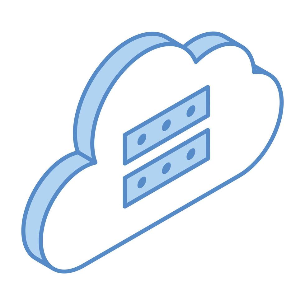 A trendy isometric icon of cloud server, editable vector design