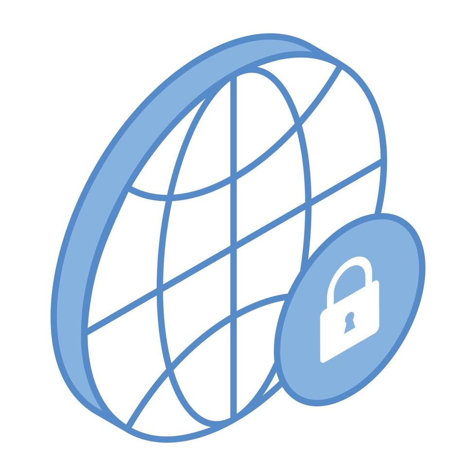 Network protection, isometric icon of secure browsing vector