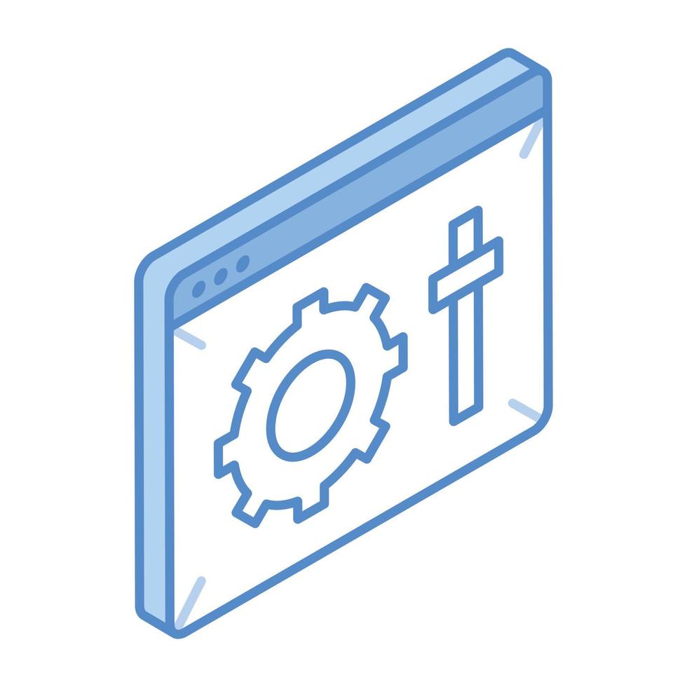 Cogwheel and equalizer showing the concept of website settings, isometric icon vector