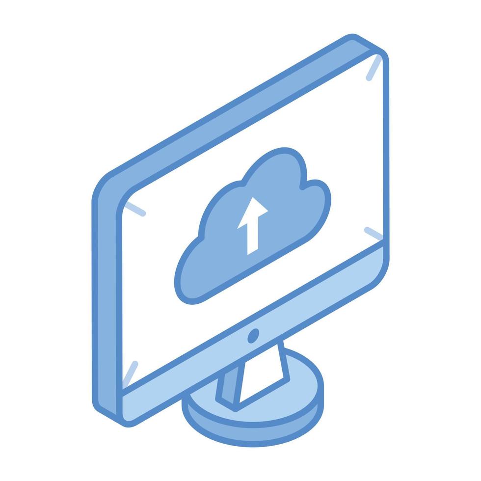 Internet storage, an isometric icon of cloud upload vector