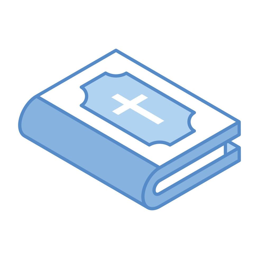 Holy book of Christians, an isometric icon of bible vector