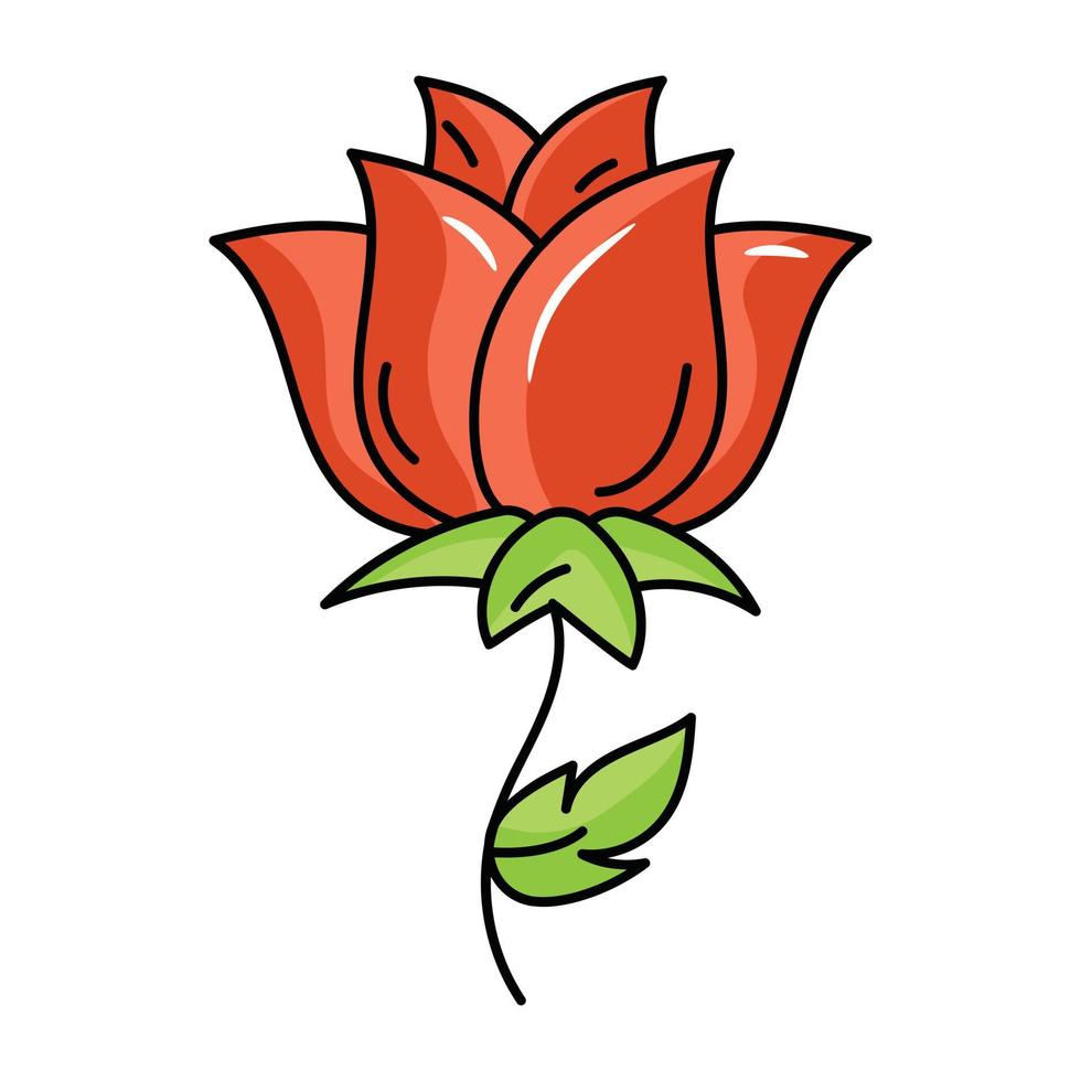 A captivating flat icon of rose vector