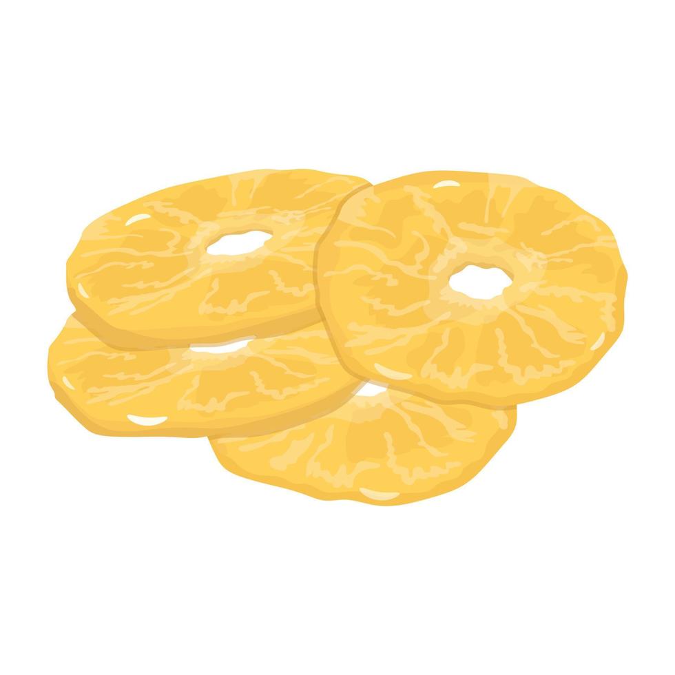 A well-designed isometric icon of dried pineapple vector
