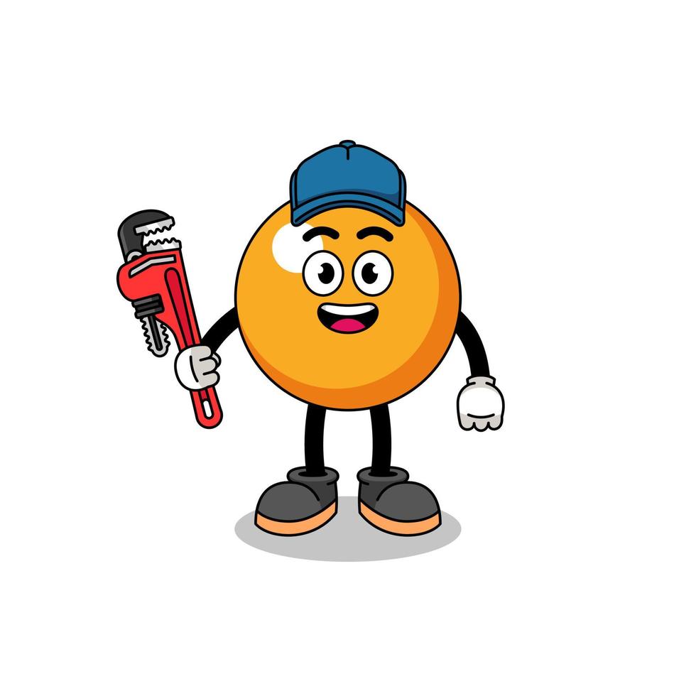 ping pong ball illustration cartoon as a plumber vector