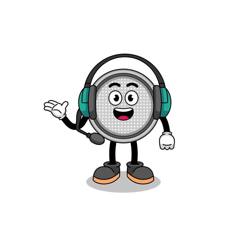 Mascot Illustration of button cell as a customer services vector