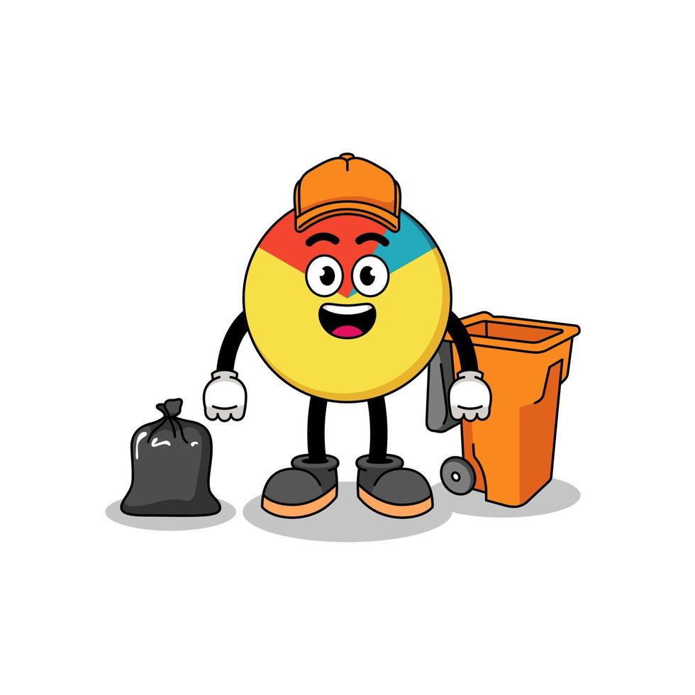 Illustration of chart cartoon as a garbage collector vector