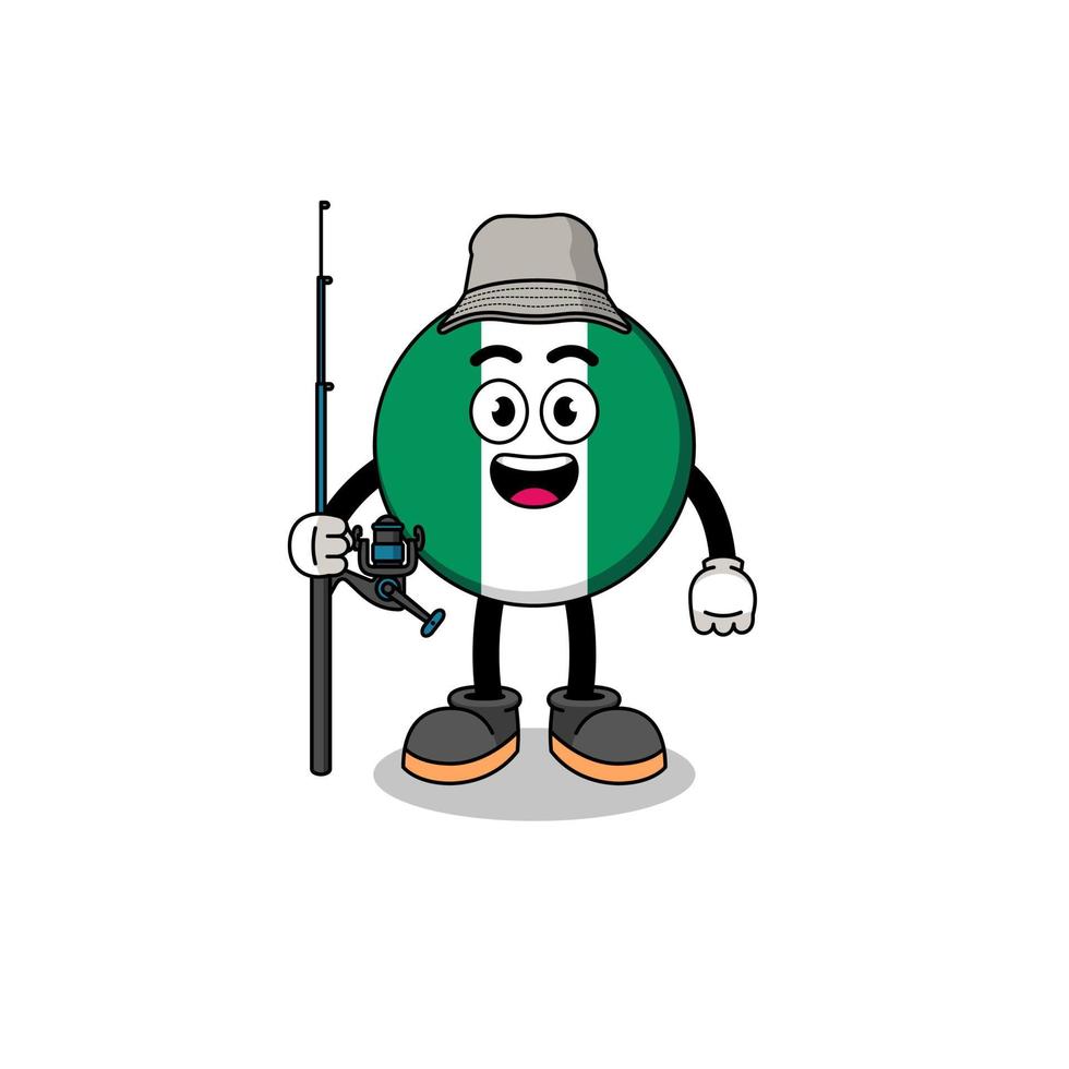 Mascot Illustration of nigeria flag fisherman vector