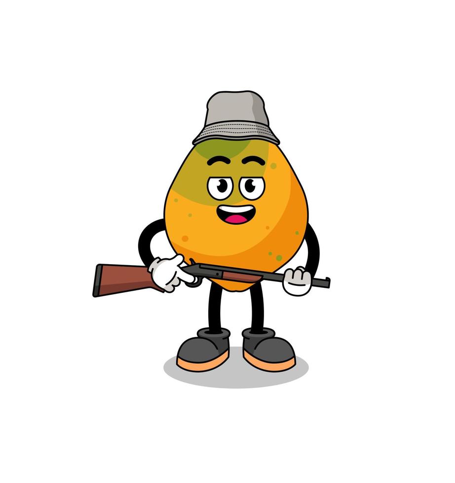 Cartoon Illustration of papaya fruit hunter vector