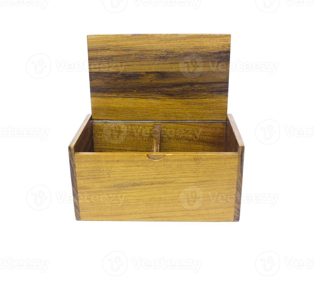 Open wooden box on a white background photo