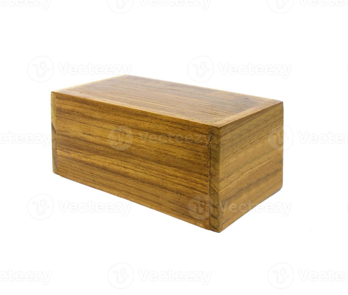 Wooden box on white background photo