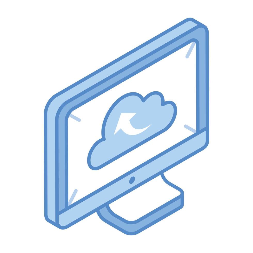 Online data storage, isometric icon of cloud transfer vector