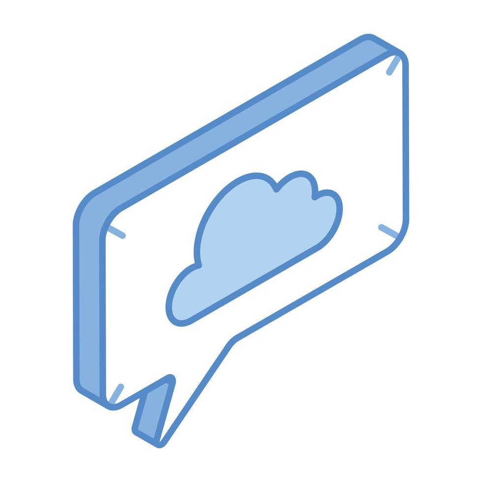 Speech bubble and cloud showing the concept of message storage, isometric icon vector