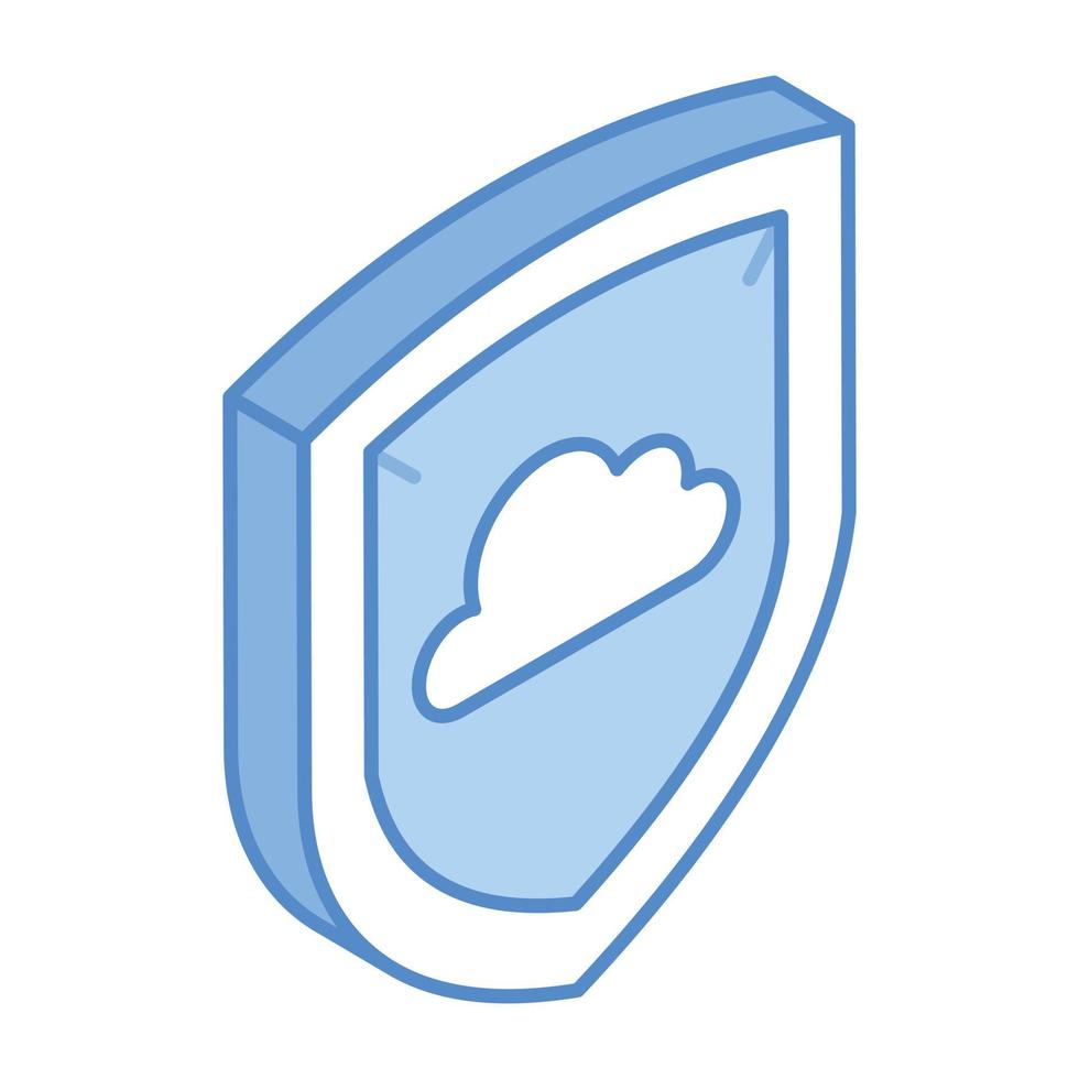 Data security, an isometric icon of cloud protection vector