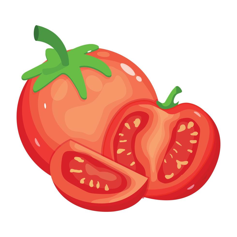 un ícono isométrico de tomates, comida saludable vector