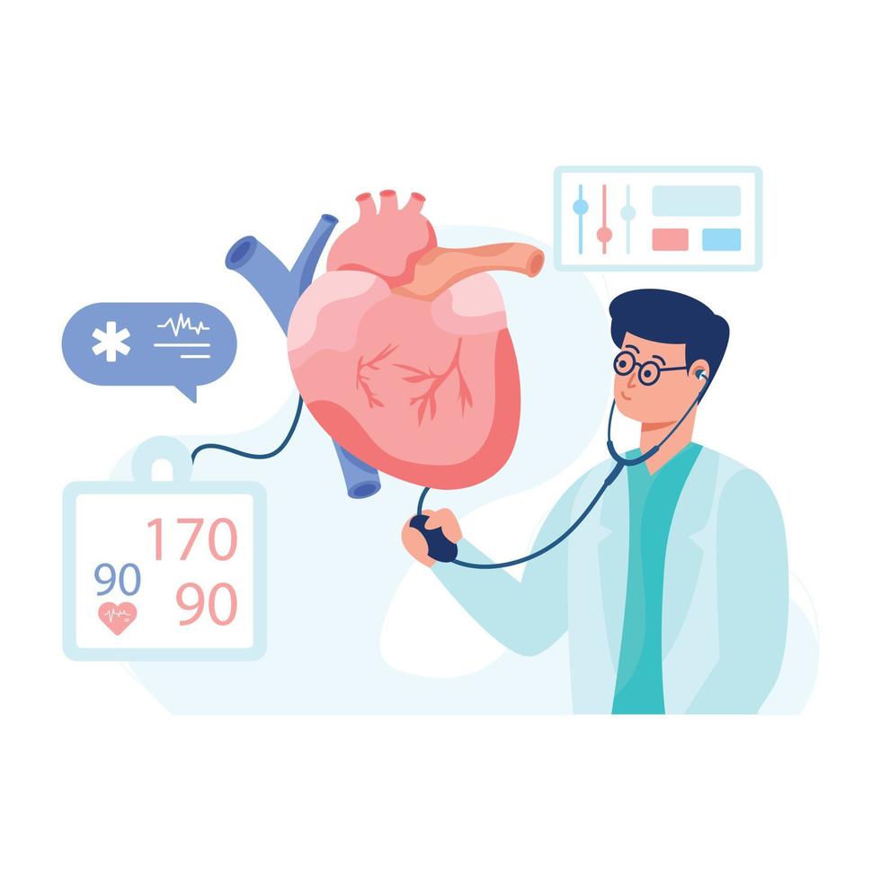 Get a glimpse of heart surgeons flat illustration vector