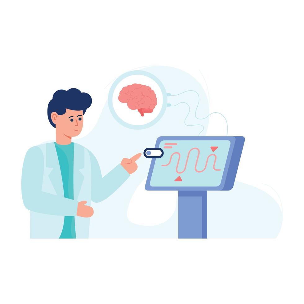 Check out this neurologist flat illustration, brain expert vector