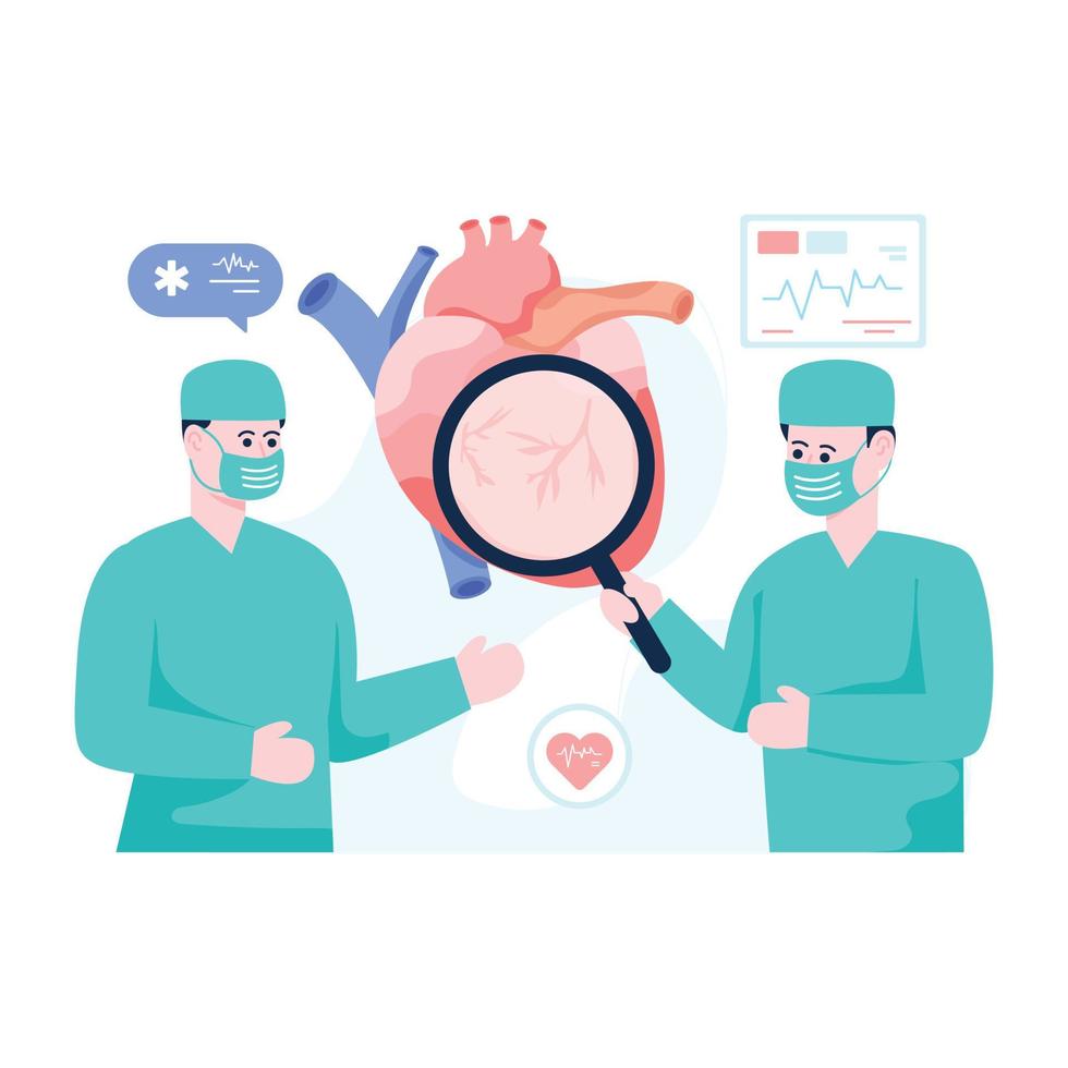 A flat illustration design of doctors discussion, health team vector