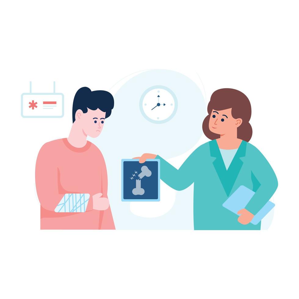 An editable flat illustration of patient consultation vector