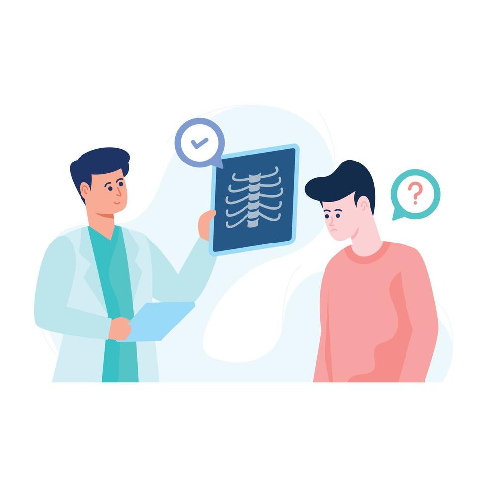 An editable flat illustration of patient consultation vector