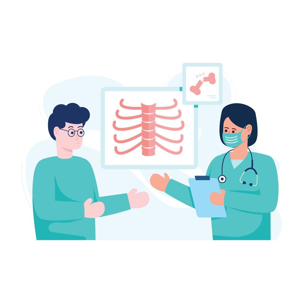 A flat illustration design of doctors discussion, health team vector