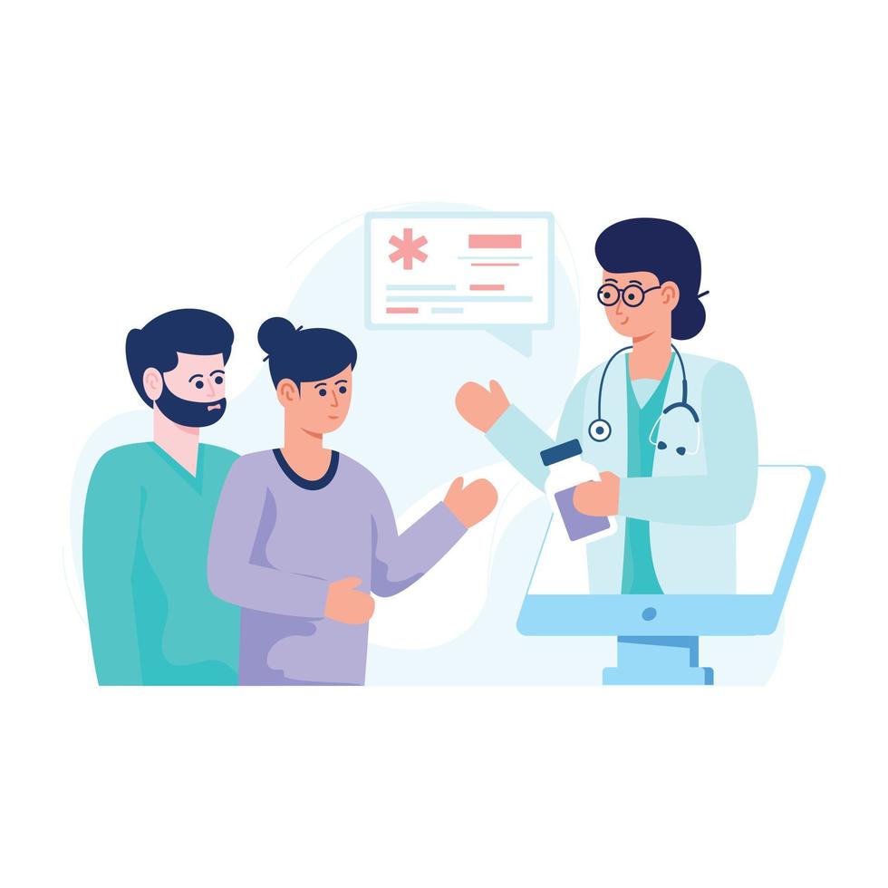 An editable flat illustration of patient consultation vector