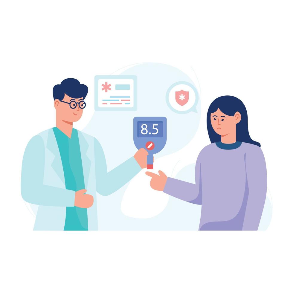 An editable flat illustration of patient consultation vector