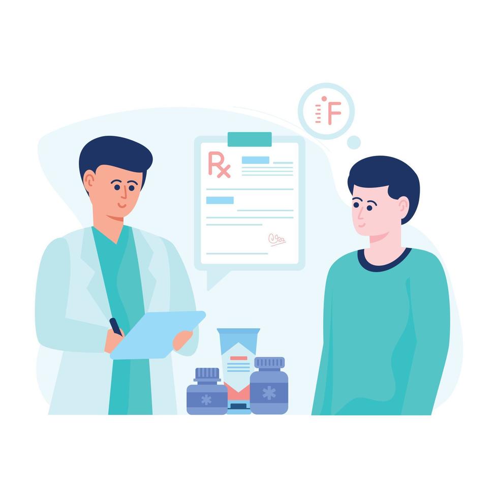 An editable flat illustration of patient consultation vector