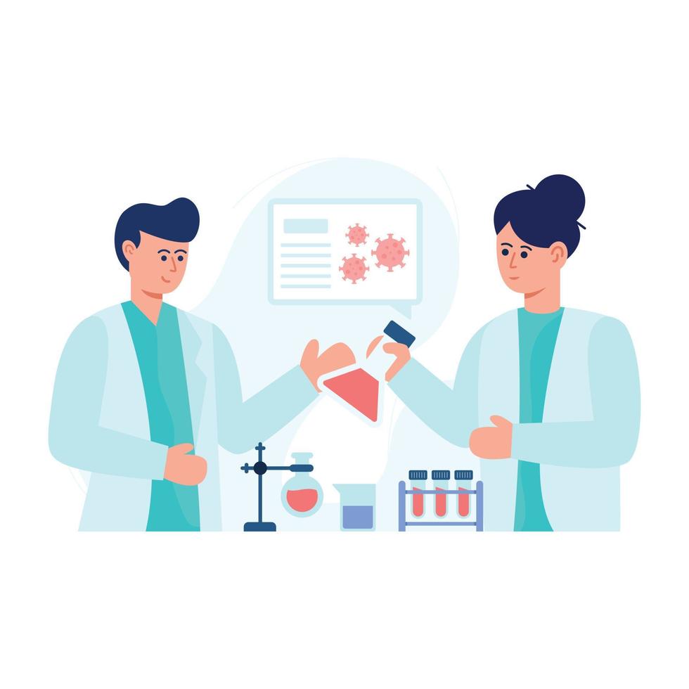 A flat illustration design of doctors discussion, health team vector