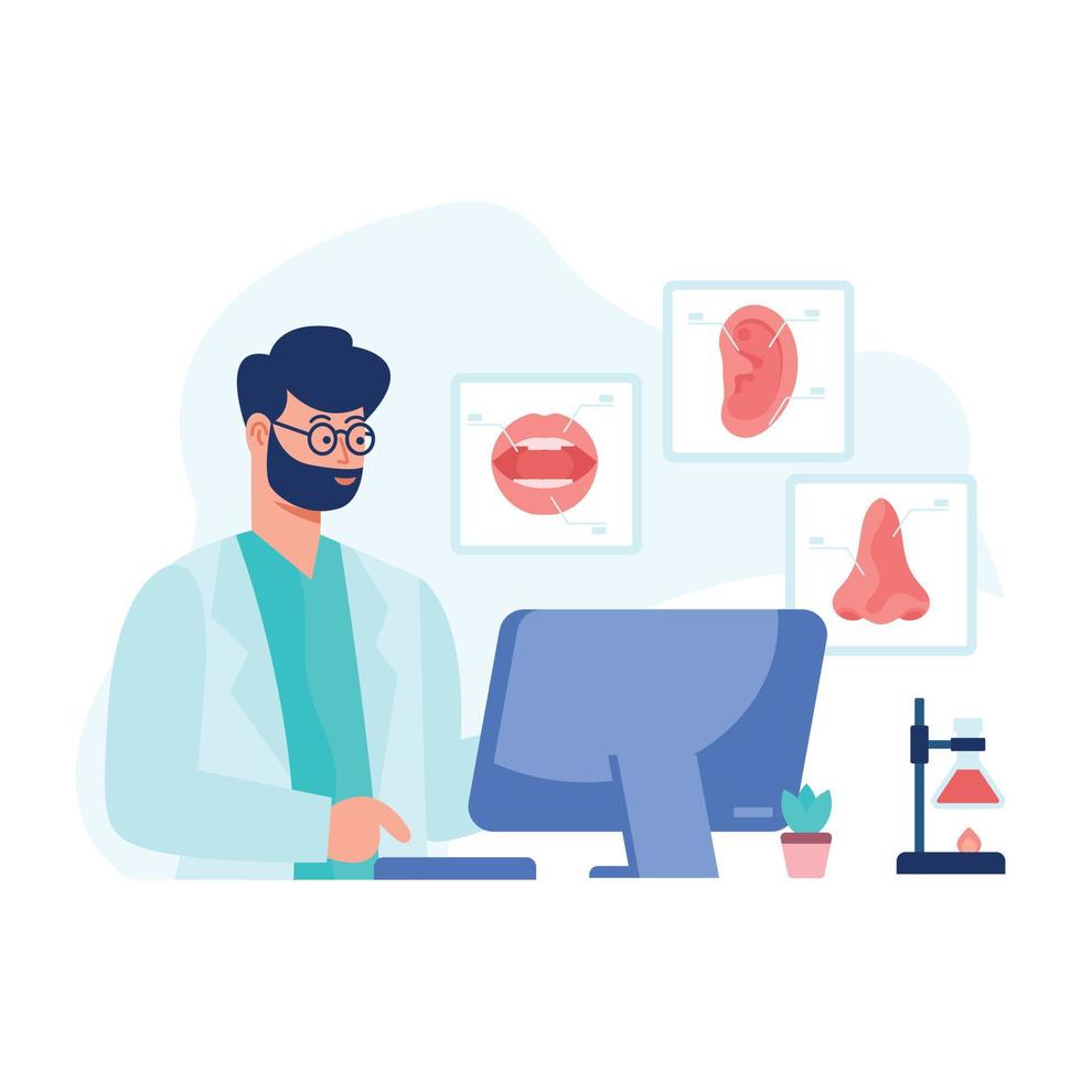 Online counseling flat illustration is scalable vector