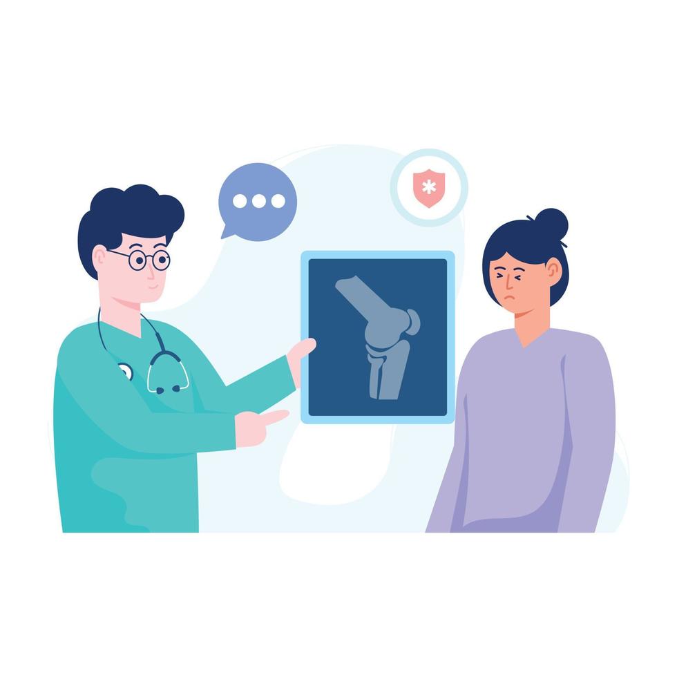 An editable flat illustration of patient consultation vector