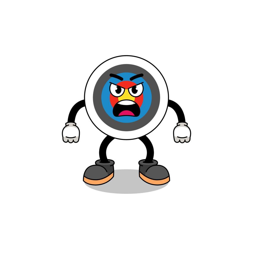 archery target cartoon illustration with angry expression vector