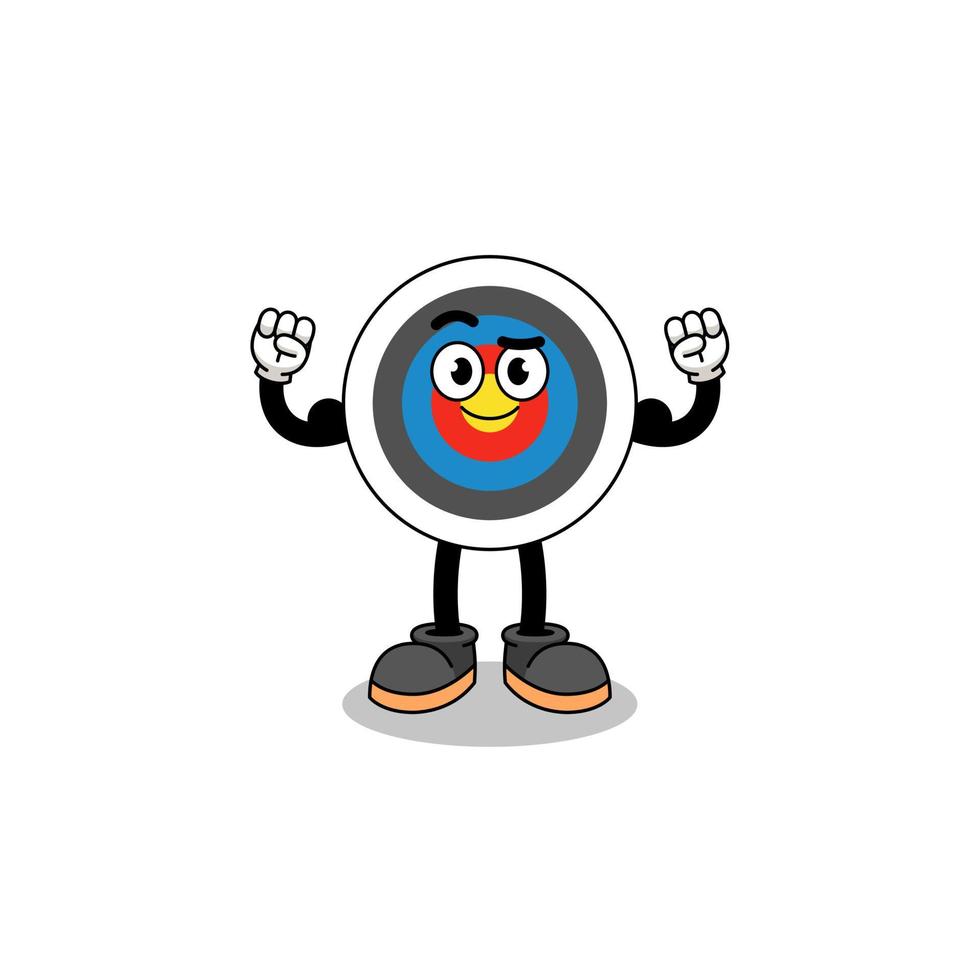 Mascot cartoon of archery target posing with muscle vector