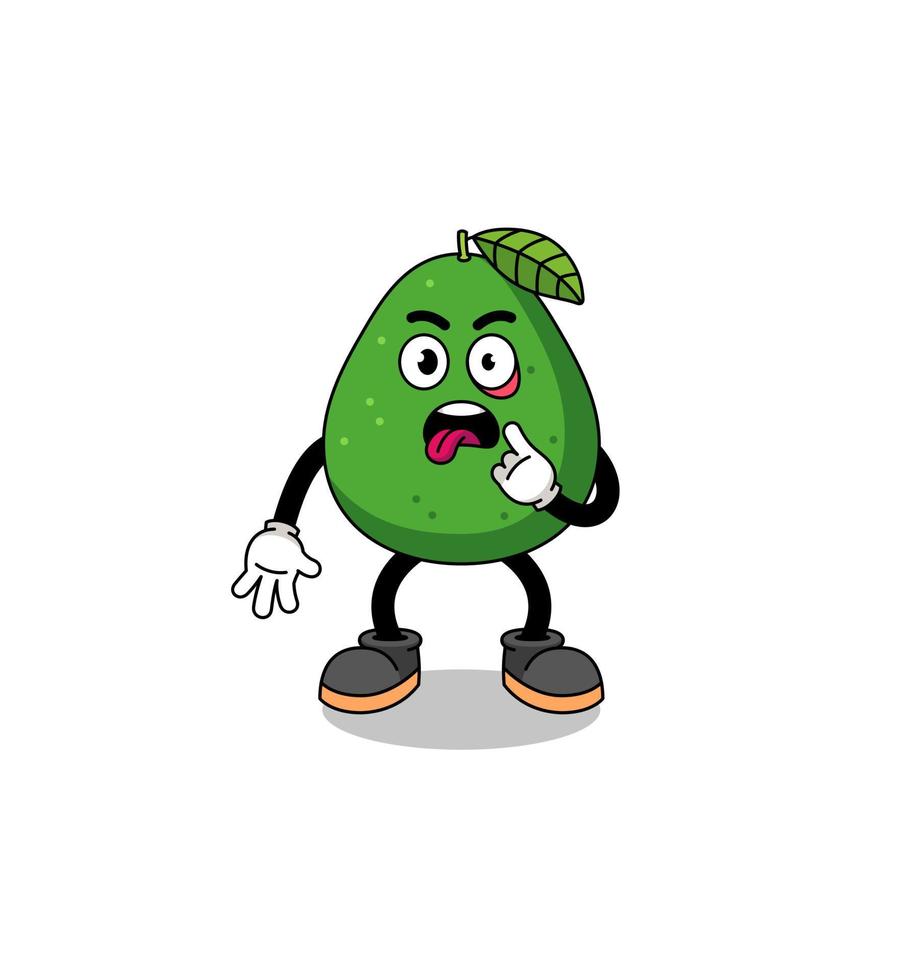 ilustración de personaje de aguacate con lengua fuera vector