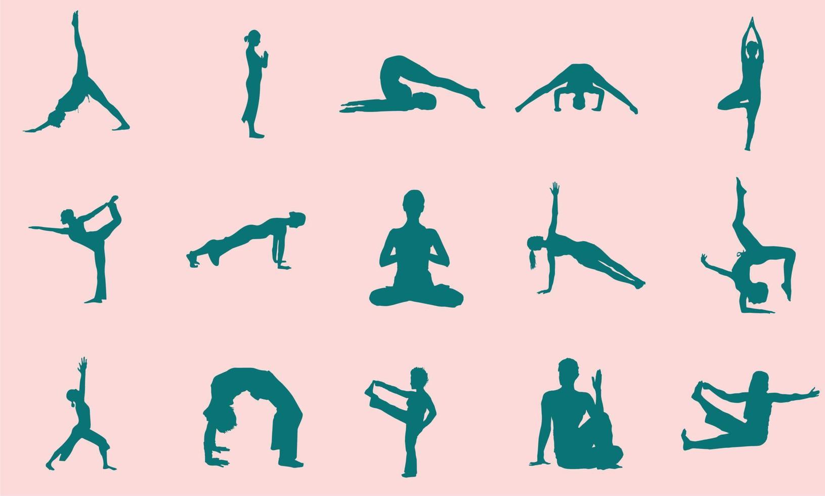 Silhouettes of Yoga vector