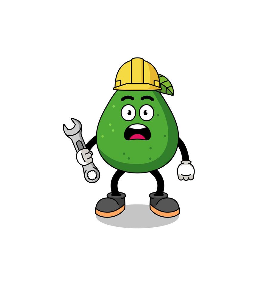 ilustración de personaje de fruta de aguacate con error 404 vector