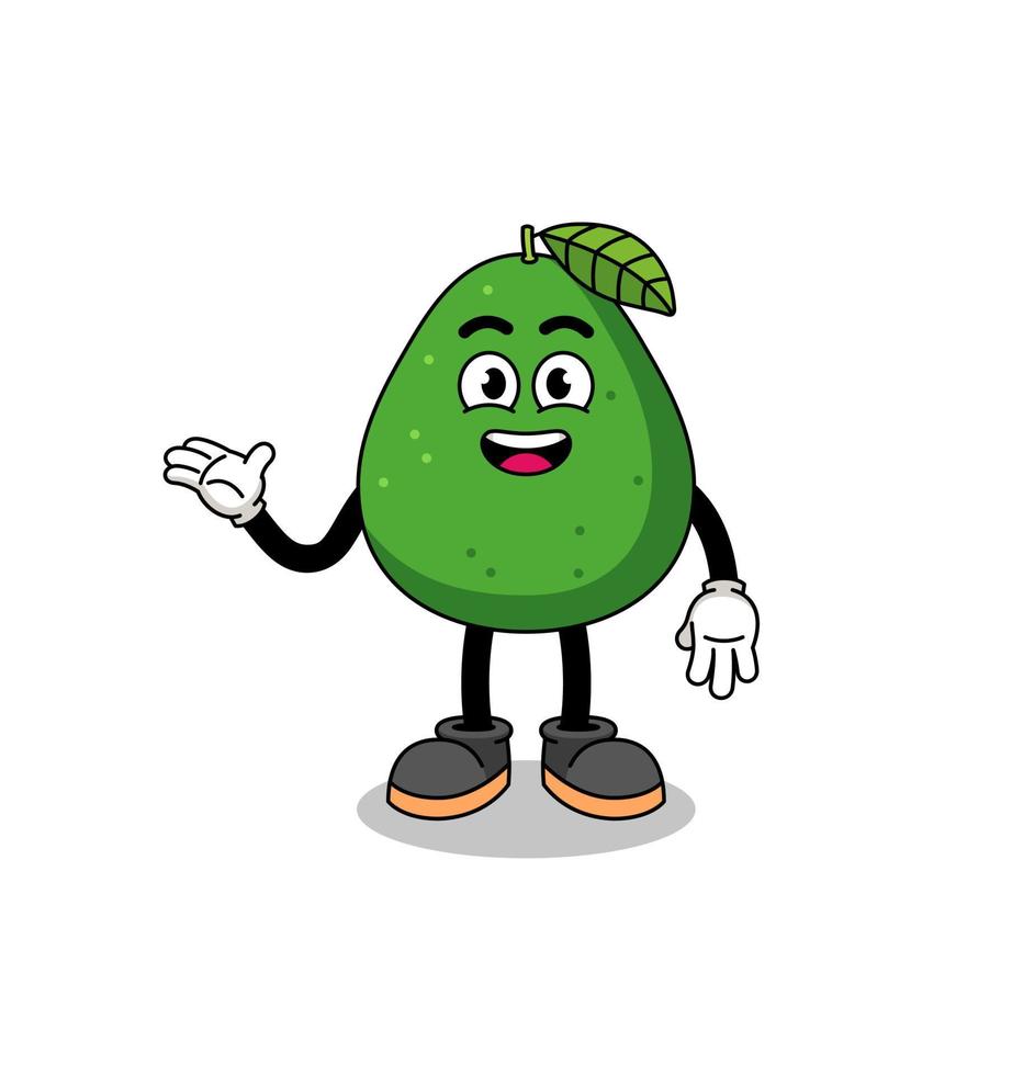 caricatura de fruta de aguacate con pose de bienvenida vector