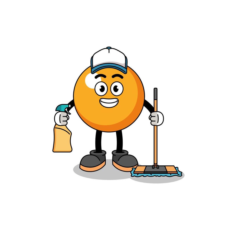 Character mascot of ping pong ball as a cleaning services vector